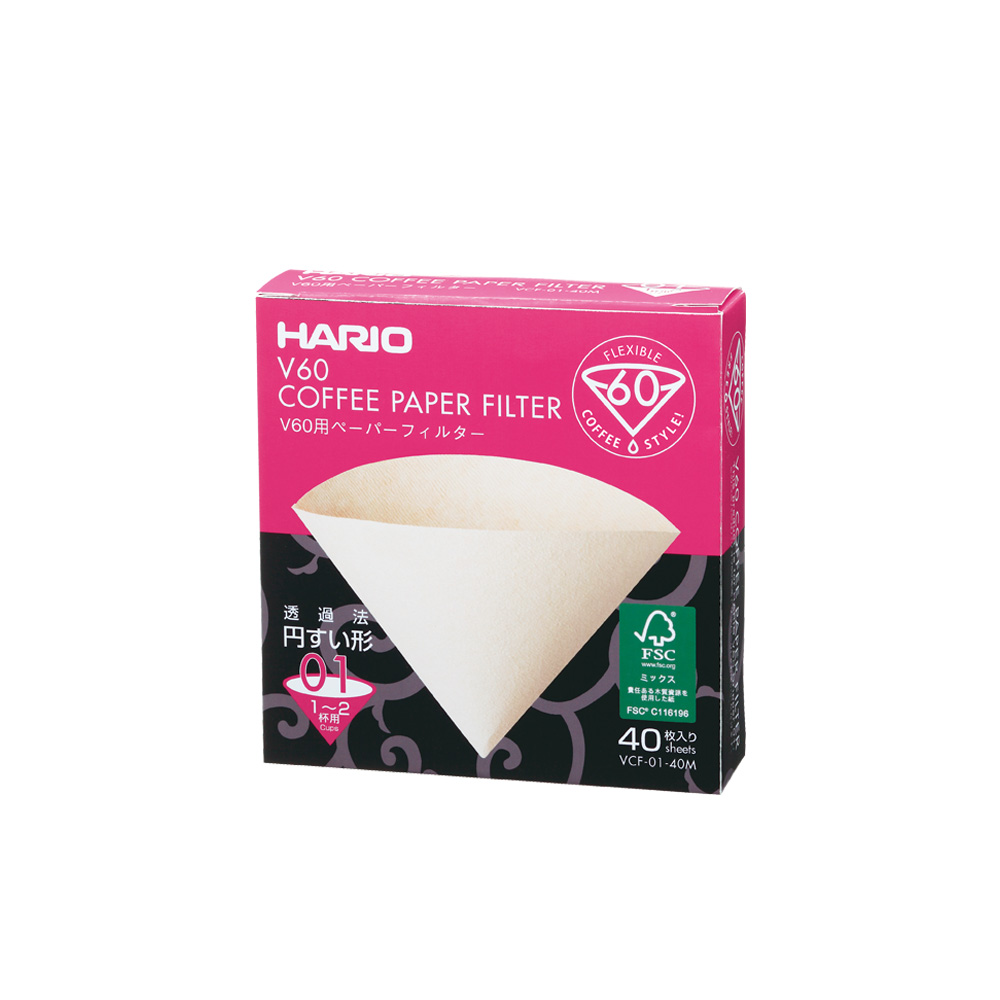HARIO V60無漂白01濾紙40張 VCF-01-40M