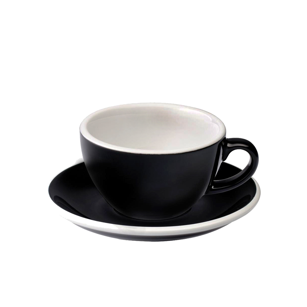 【LOVERAMICS 愛陶樂 】Egg 拿鐵咖啡杯盤組 200ml Black 黑色