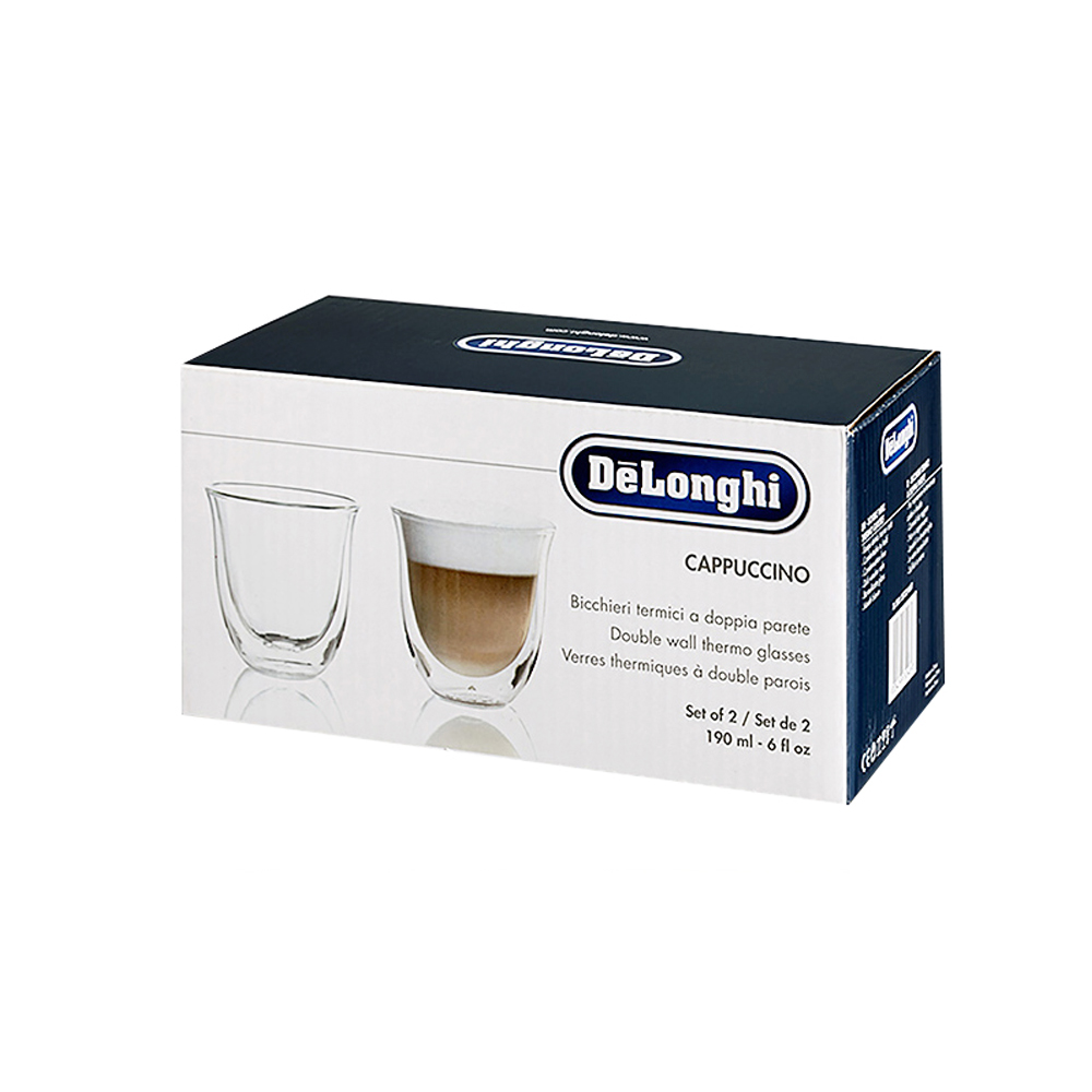 Delonghi 雙層玻璃拿鐵杯 190ml 二入組