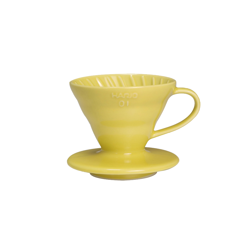 HARIO V60檸檬黃01彩虹磁石濾杯 VDC-01-YEL-EX(1~2杯用) 贈HARIO 無漂白01濾紙40張一盒