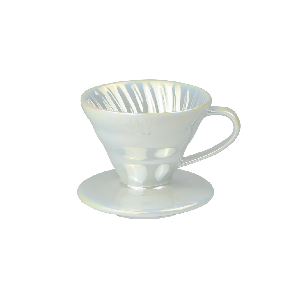 HARIO V60鈦白珠光濾杯 VDC-01-WO-TW(1~2杯用) 贈HARIO 無漂白01濾紙40張一盒
