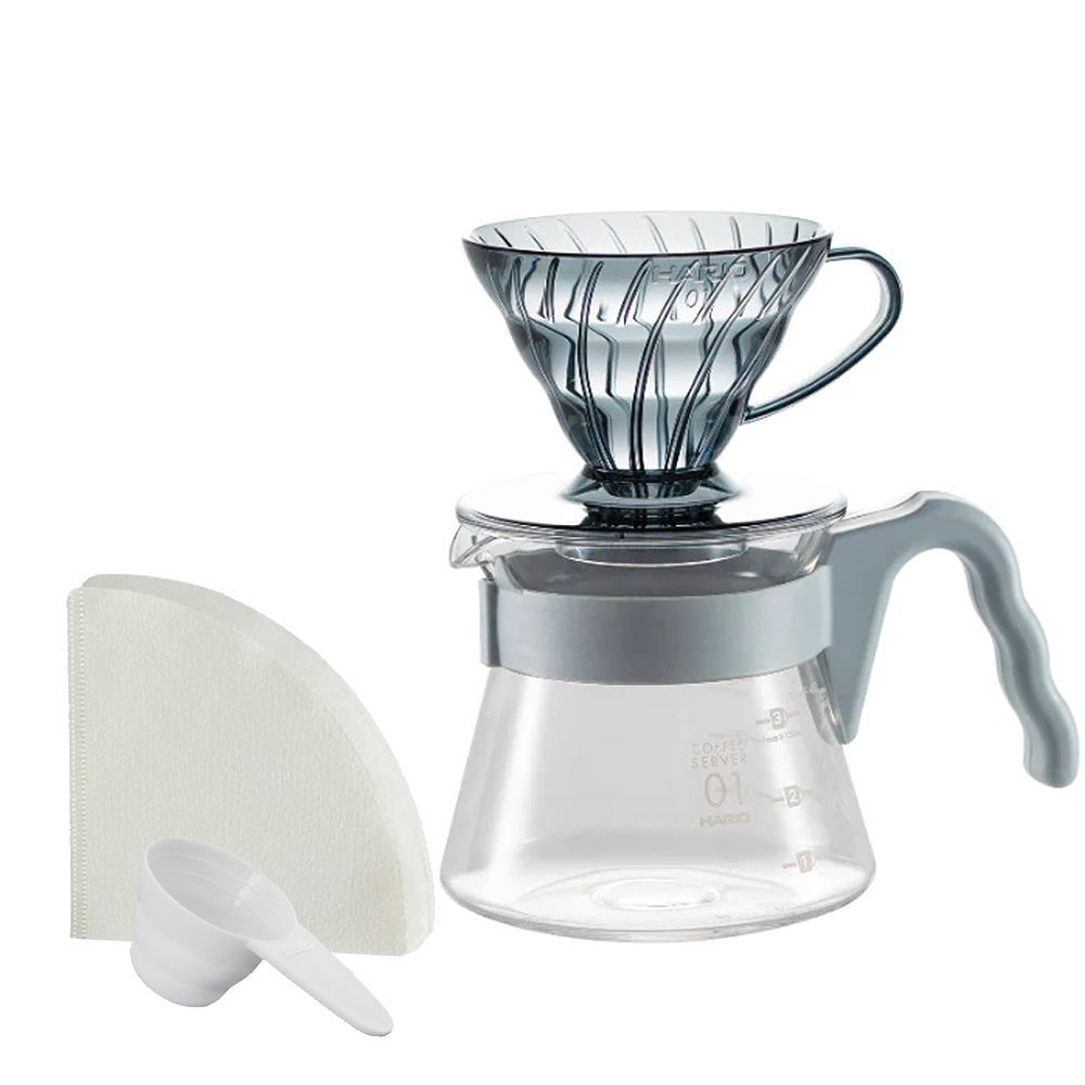 HARIO V60 20周年摩登灰手沖咖啡壺組 1-2杯份 450ml VCSD-01-20CP-UG