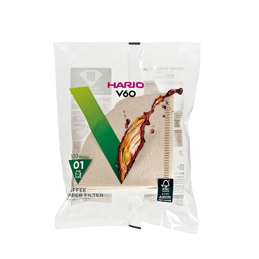 HARIO V60無漂白01濾紙100張 VCF-01-100M